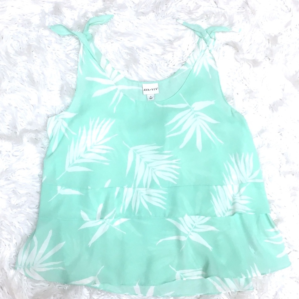 AVA+VIV TANK TOP PALM LEAF PRINT